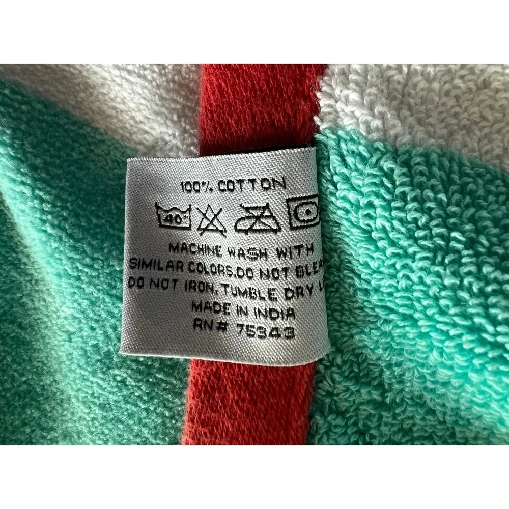 Striped Beach Towel‎ Unisex OS Mint Green White Very Good Cotton RN75343